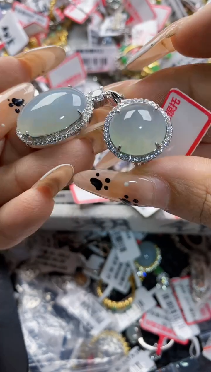 翡翠戒指银S925镶嵌8888     9