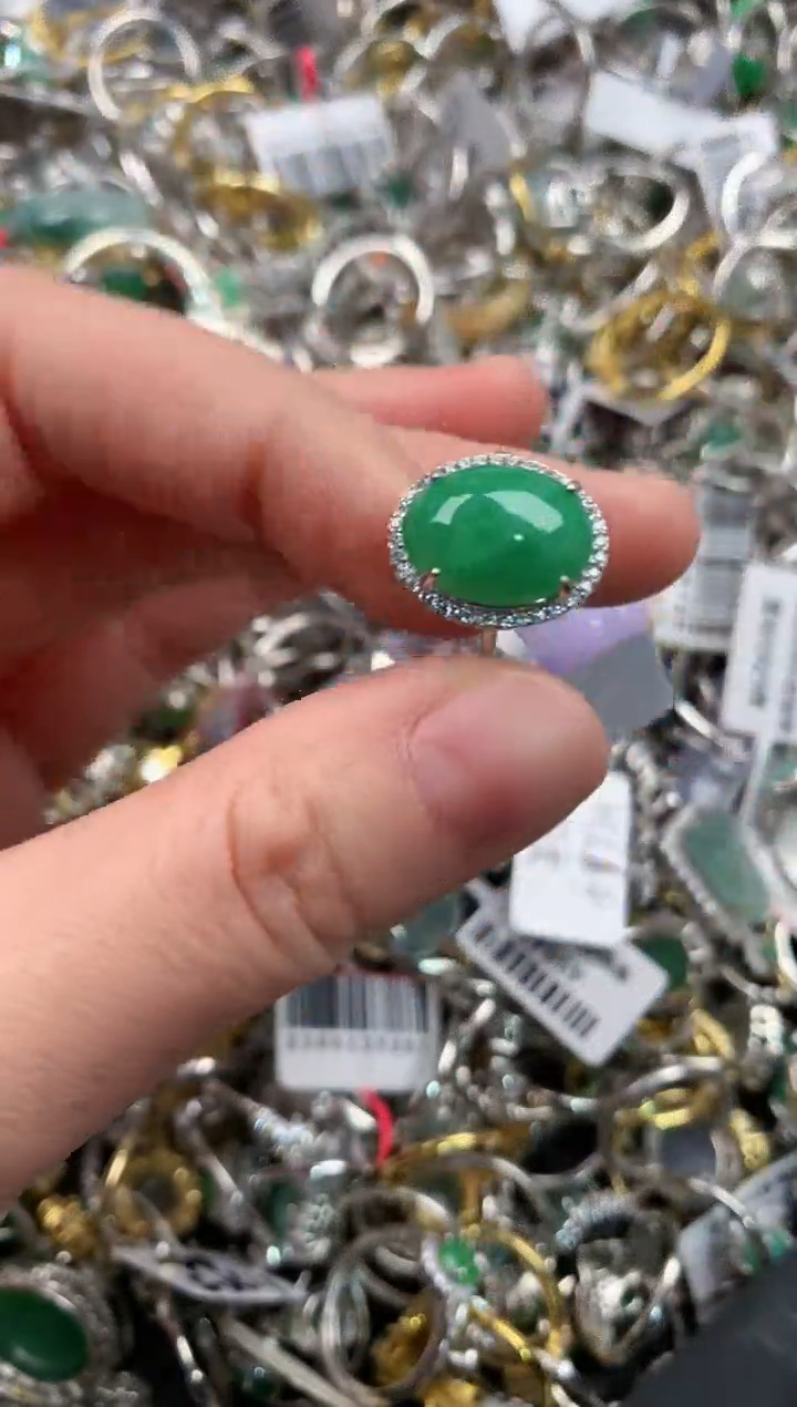 银S925镶嵌戒指翡翠444   4