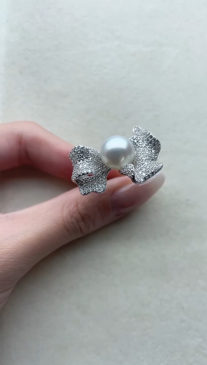 银S925镶嵌海水珍珠戒指83