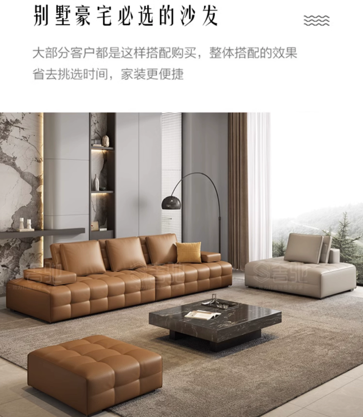 劳伦斯单人位意式极简全青全头层牛皮沙发