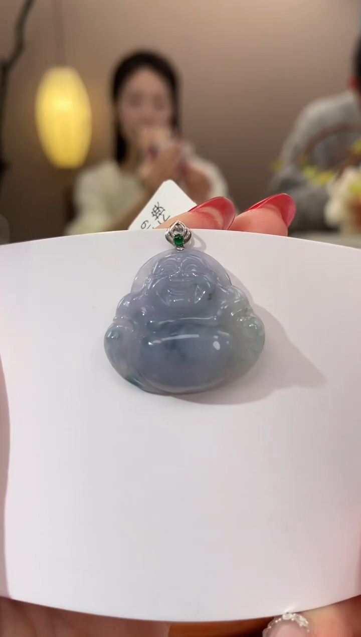 【闪购商品】翡翠颈饰18K金镶嵌天然缅甸a货翡翠