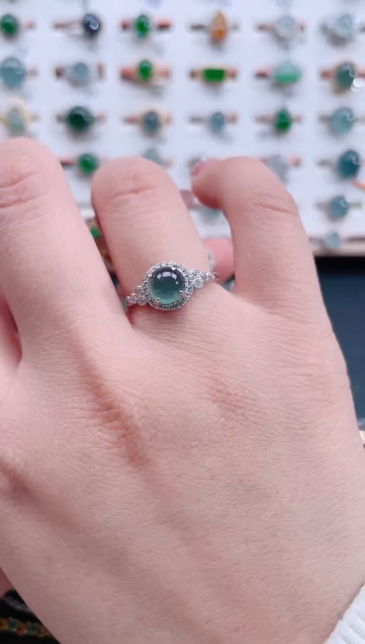 银S925镶嵌戒指翡翠天然翡翠