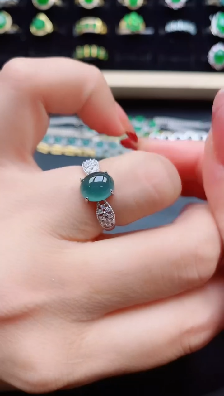 【闪购商品】翡翠戒指银S925镶嵌1321