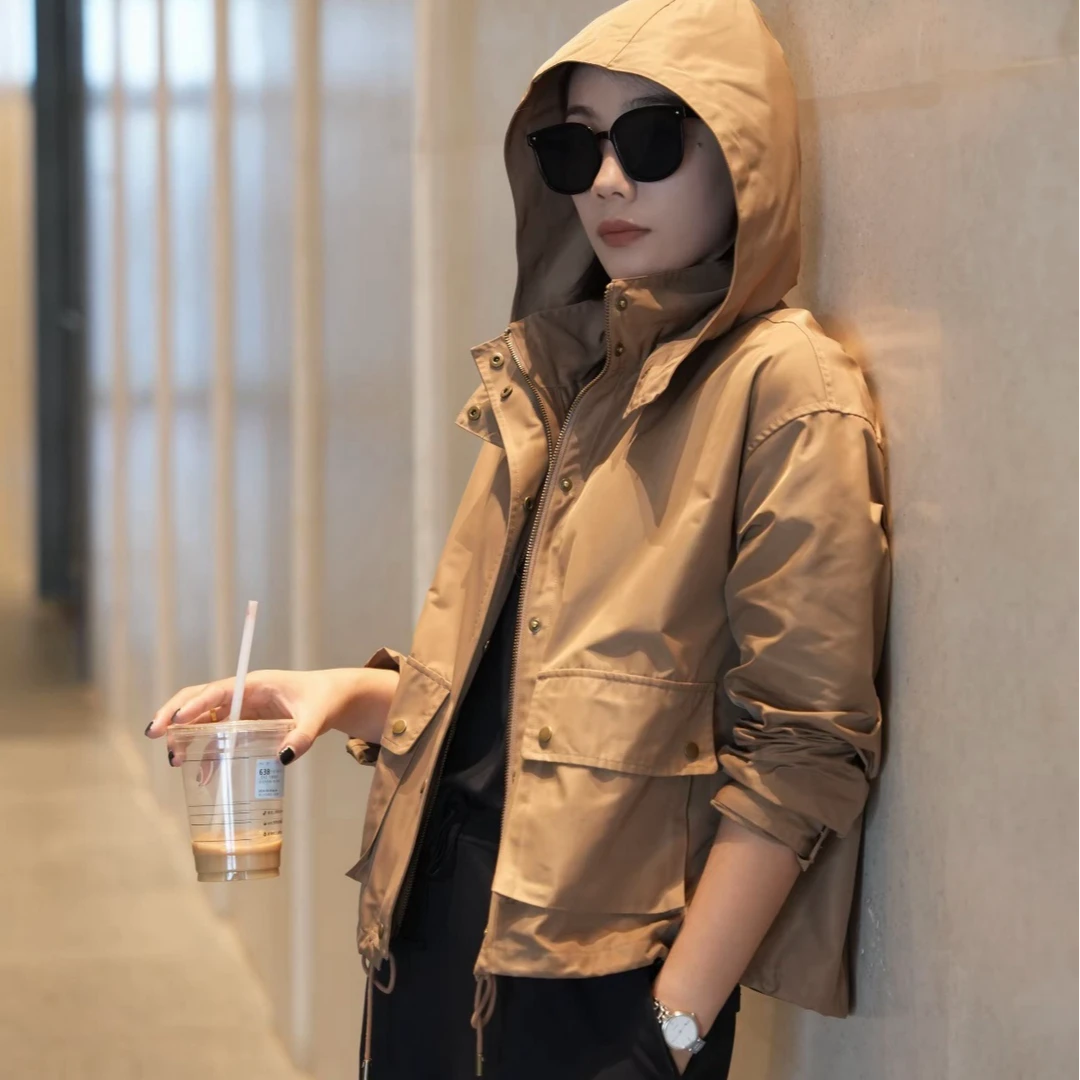 AMASS/阿玛施新款雅丹风连帽百搭宽松长袖双口袋工装外套5400489