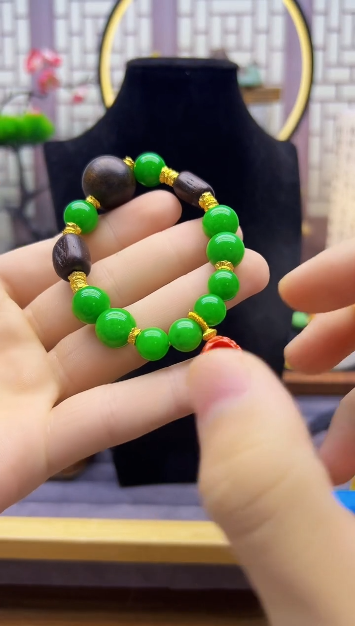 14K金镶嵌手链翡翠S407