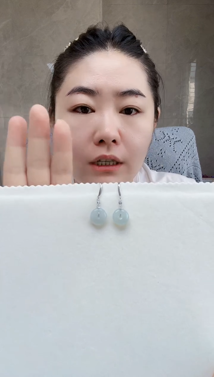 颈饰银S925镶嵌翡翠翡翠平安扣耳饰耳钩款