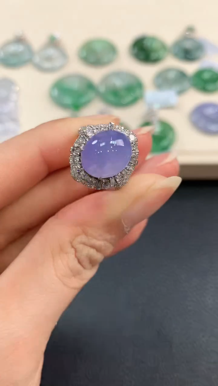 【闪购商品】翡翠戒指18K金镶嵌b144有色差