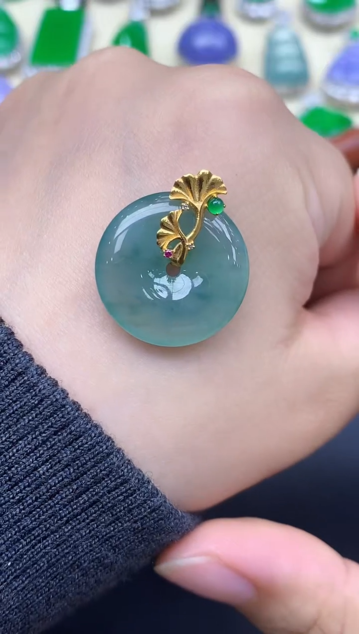 颈饰18K金镶嵌翡翠290-中国好珍宝