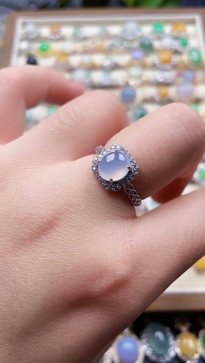 银S925镶嵌戒指翡翠95