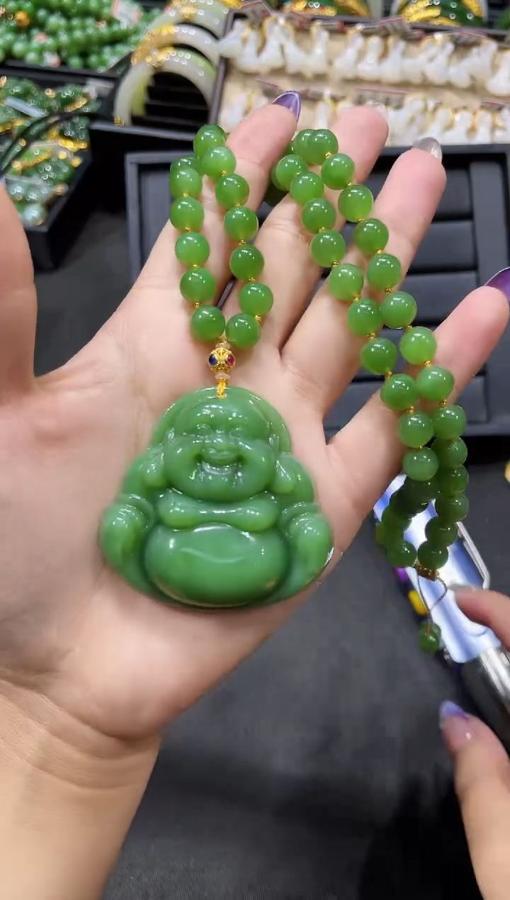 【闪购商品】和田玉套链18K金镶嵌50MM多样性发一