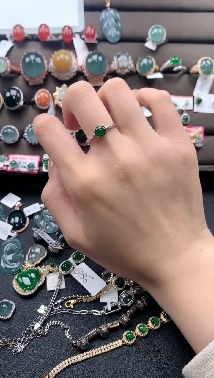 【闪购商品】翡翠戒指银S925镶嵌3213541