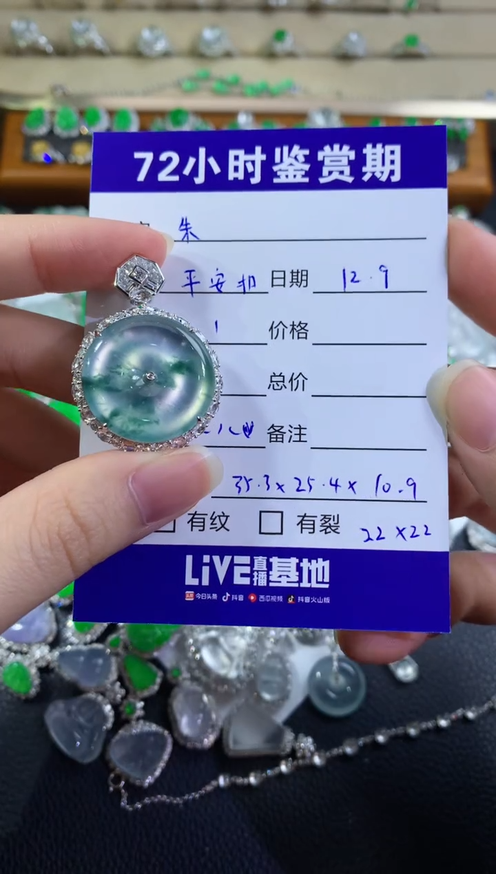 颈饰18K金镶嵌翡翠朱*平安扣