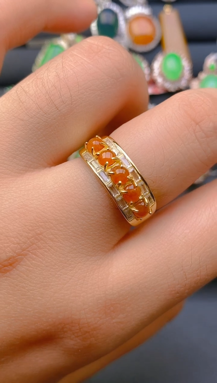 【闪购商品】翡翠戒指银S925镶嵌天然A货翡翠1