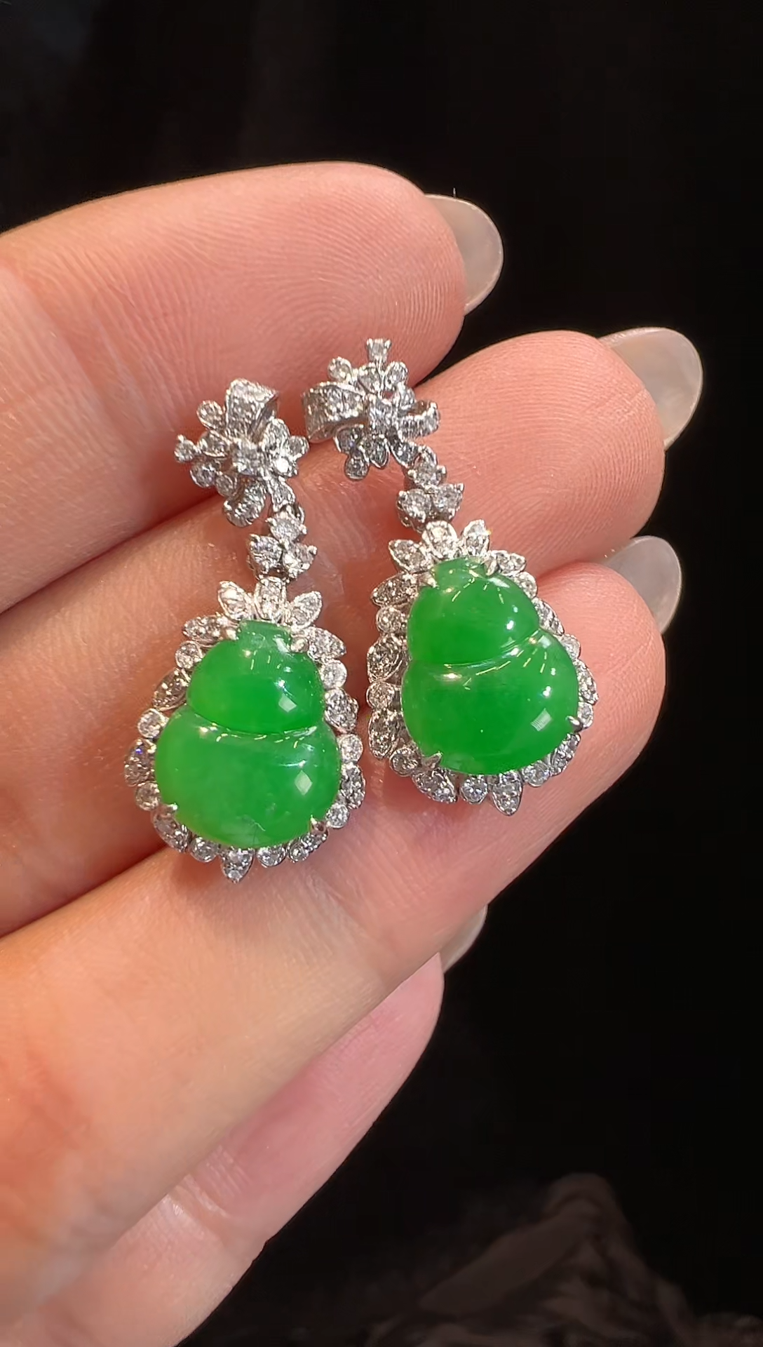 【闪购商品】翡翠耳饰18K金镶嵌耳饰