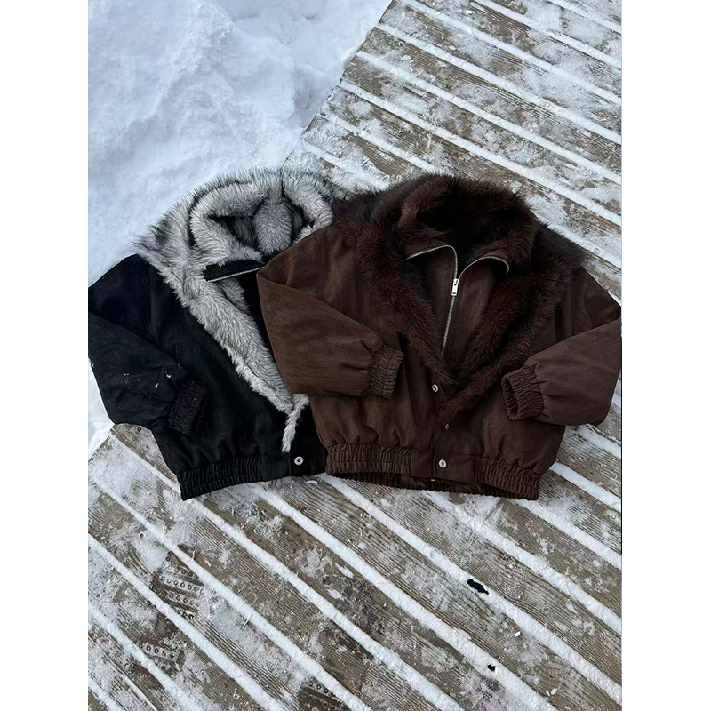 【EME】【极地狼王】座山雕树纹PU抗皱假两件棉服外套夹克多式穿法