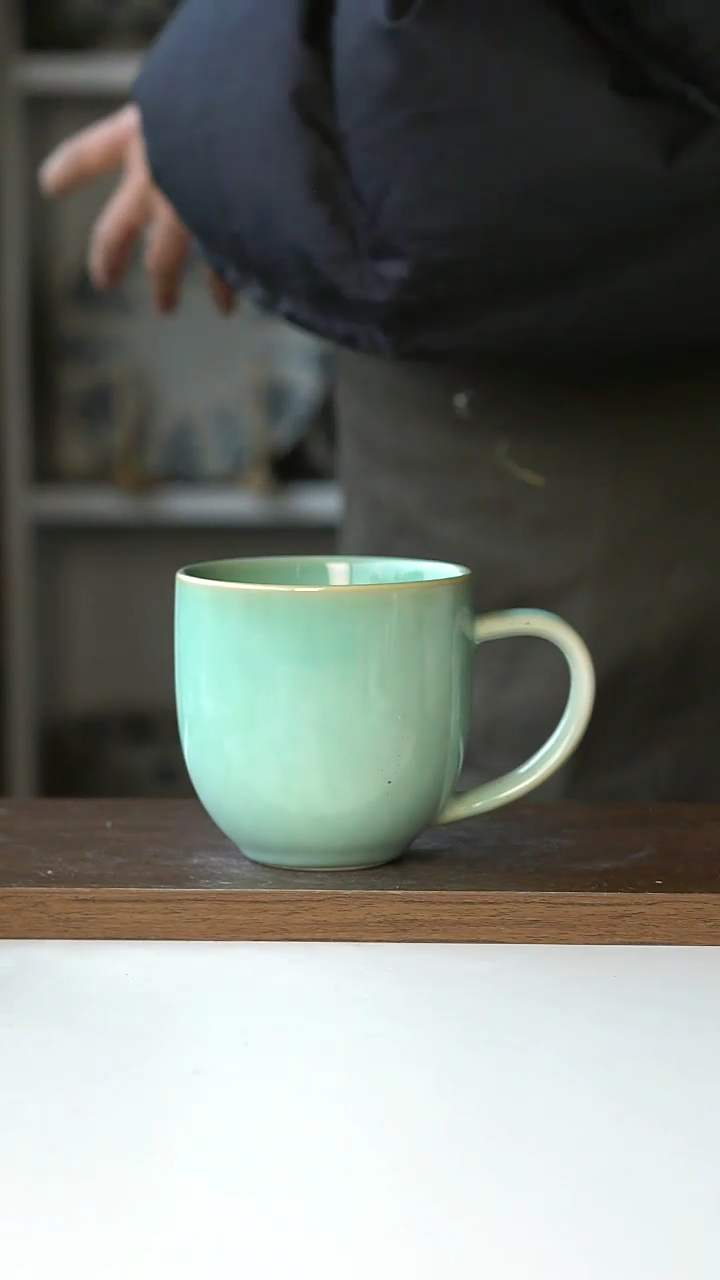 【闪购商品】陶瓷窑变薄荷绿马克杯@4-2@