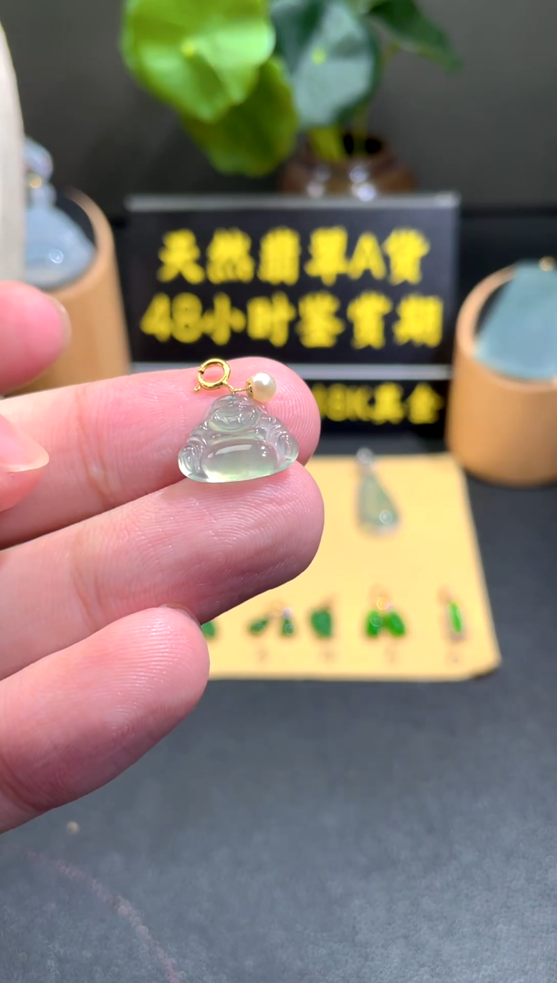 颈饰18K金镶嵌翡翠翡翠A货
