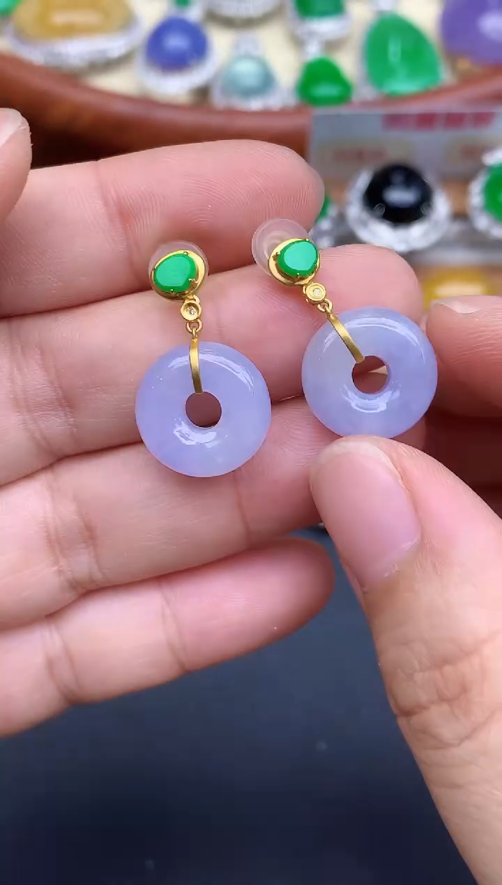 18K金镶嵌翡翠耳饰329-中国好珍宝