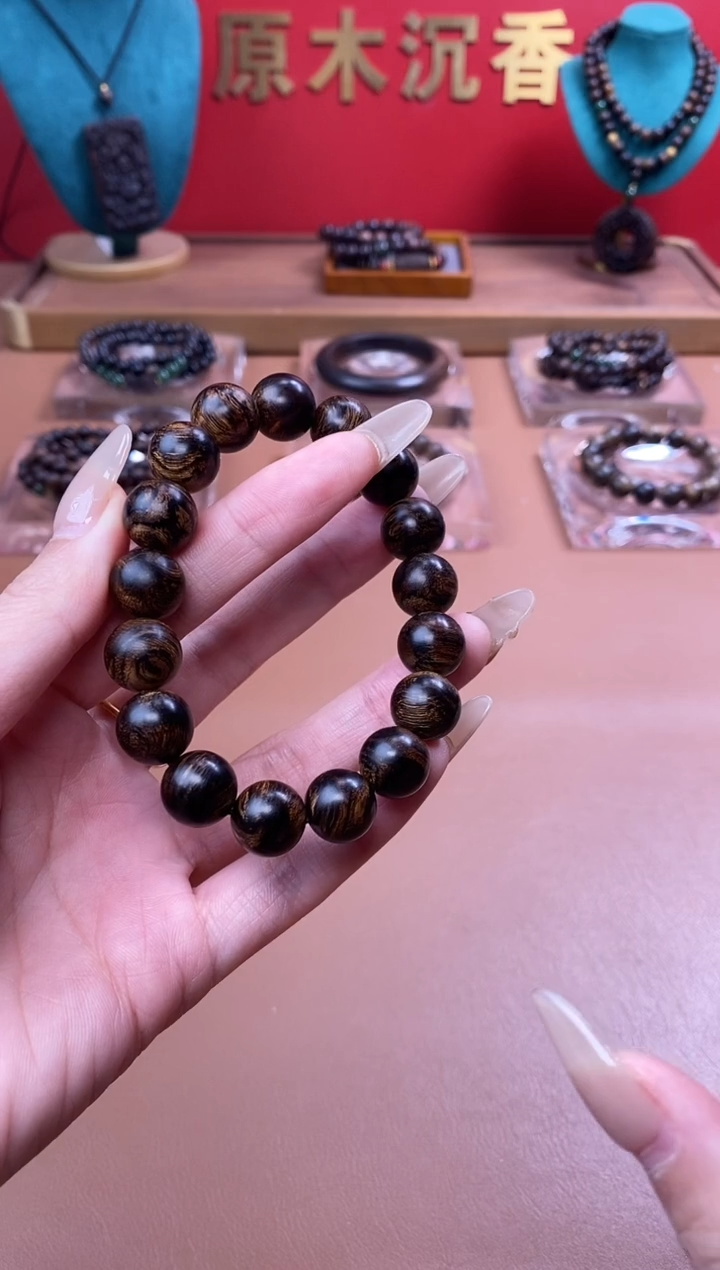 【闪购商品】沉香手串Y沉水越南芽庄白棋楠瘿子留疤12单圈