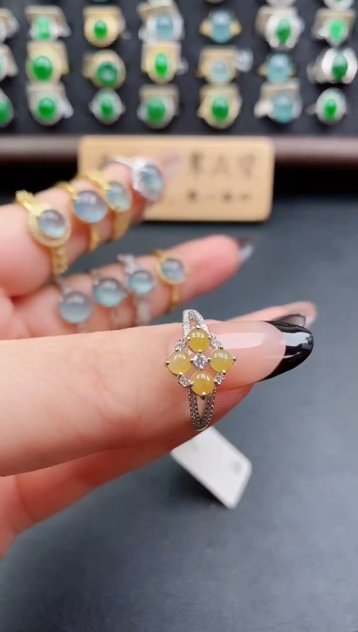 银S925镶嵌戒指翡翠1