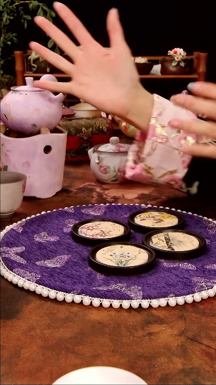 亘古 手绘牡丹老岩泥茶具客杯喝茶品茗手工陶瓷茶杯家用釉下彩