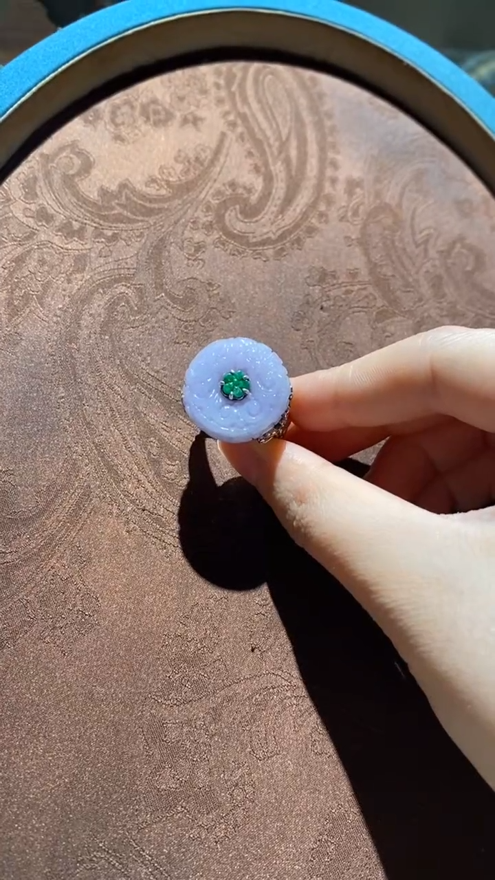 【闪购商品】翡翠戒指银S925镶嵌红翡绿翠 16号