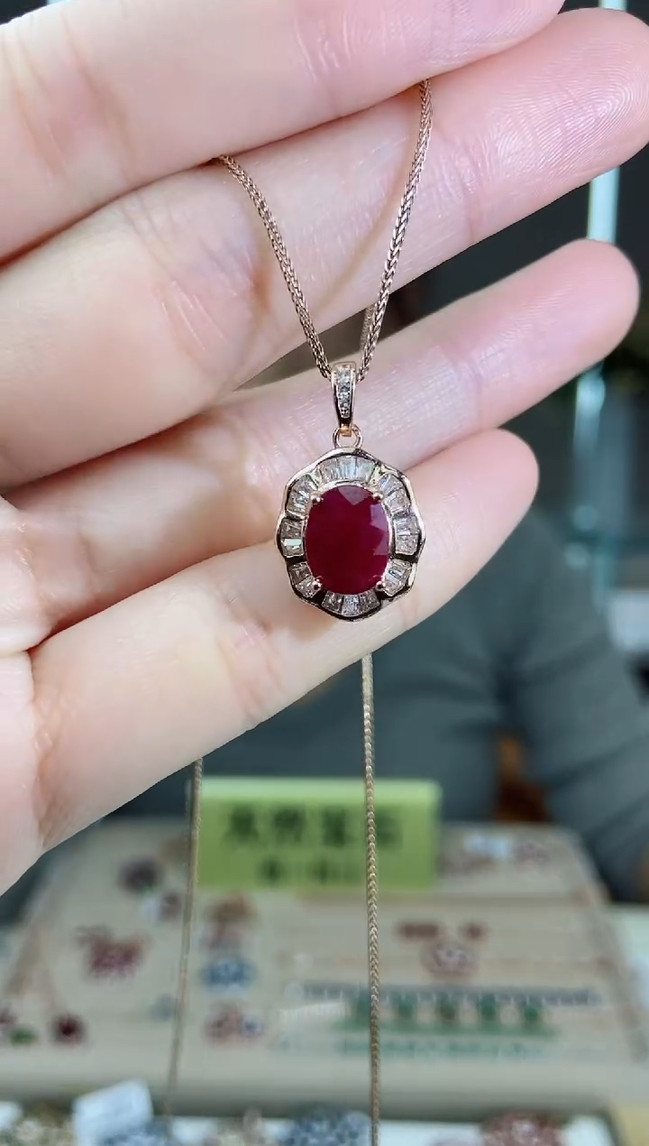 【闪购商品】红宝石颈饰银S925镶嵌颈饰