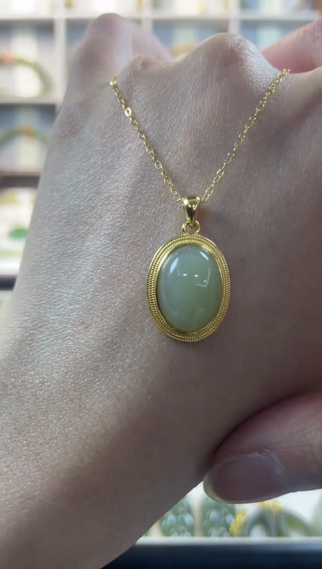 吊坠(不含链)银S925镶嵌和田玉蛋面