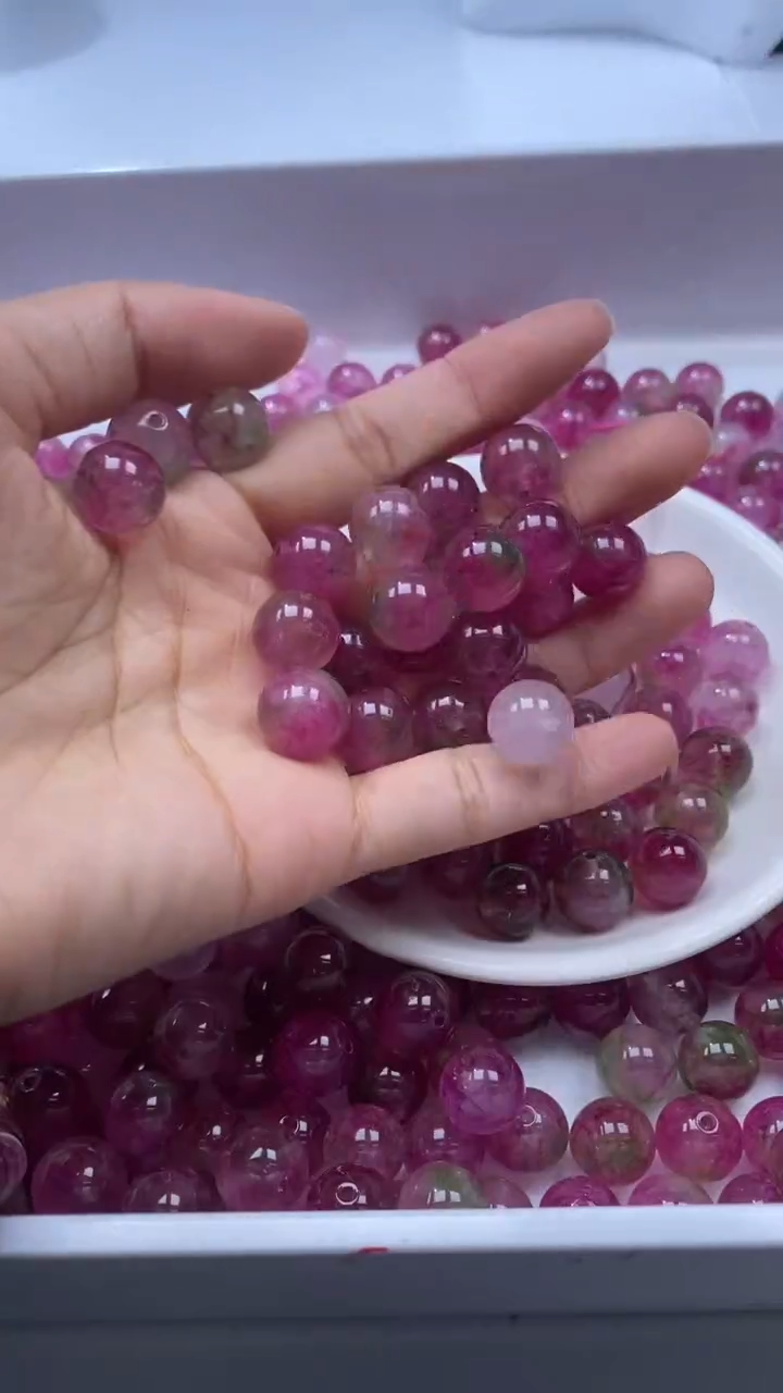 颈饰未镶嵌水晶w2989西瓜碧玺12mm*7颗