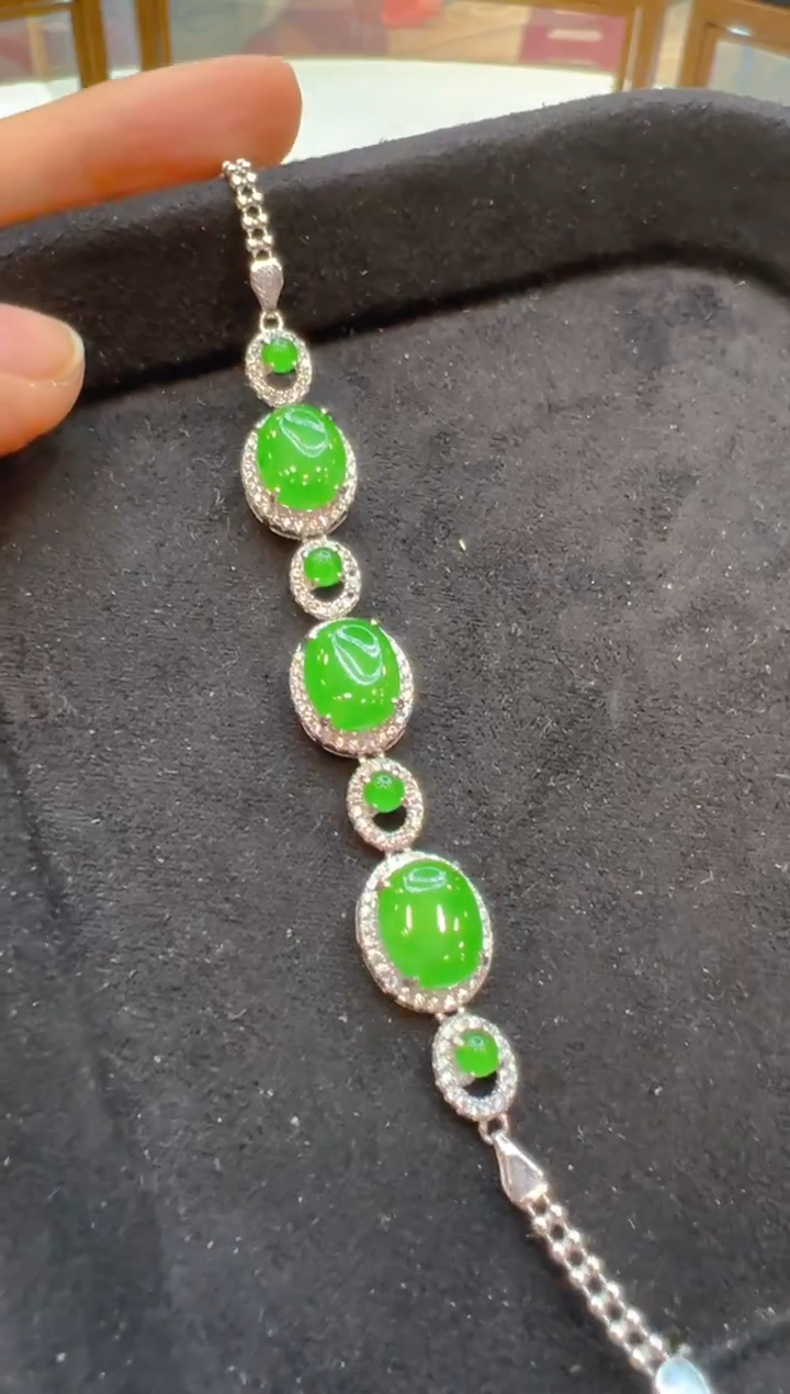 银S925镶嵌手链翡翠多样性团购发一件