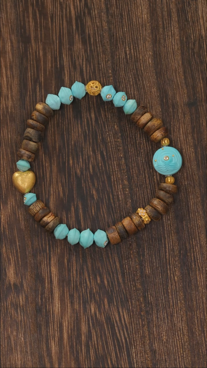 【闪购商品】绿松石手链18K金镶嵌1