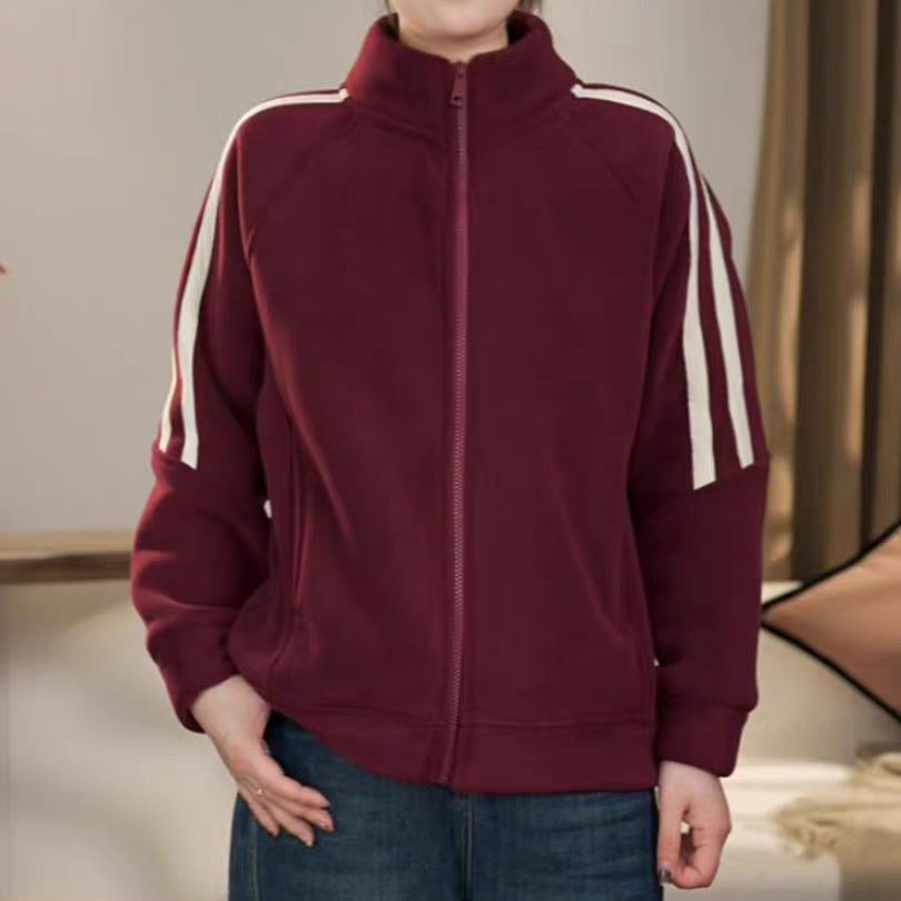 冬季新款加绒加厚时尚休闲百搭拼条保暖立领加绒外套【2020款】