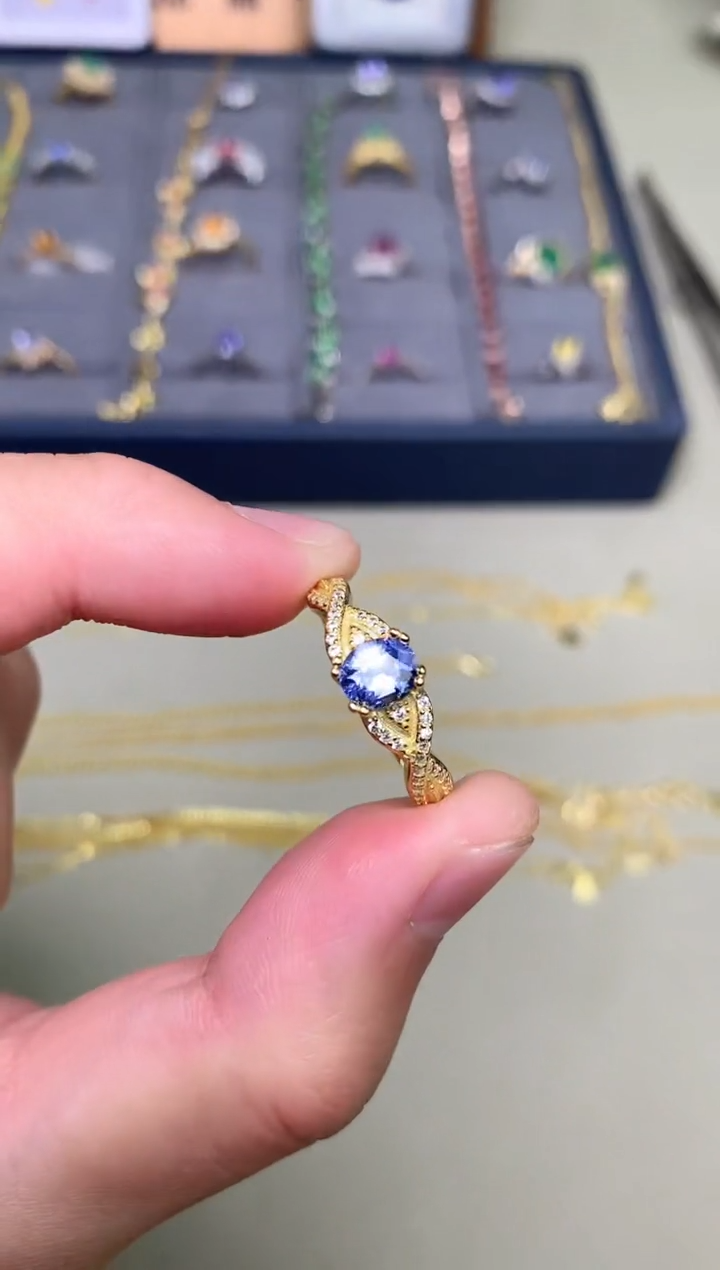 【闪购商品】蓝宝石戒指银S925镶嵌戒指