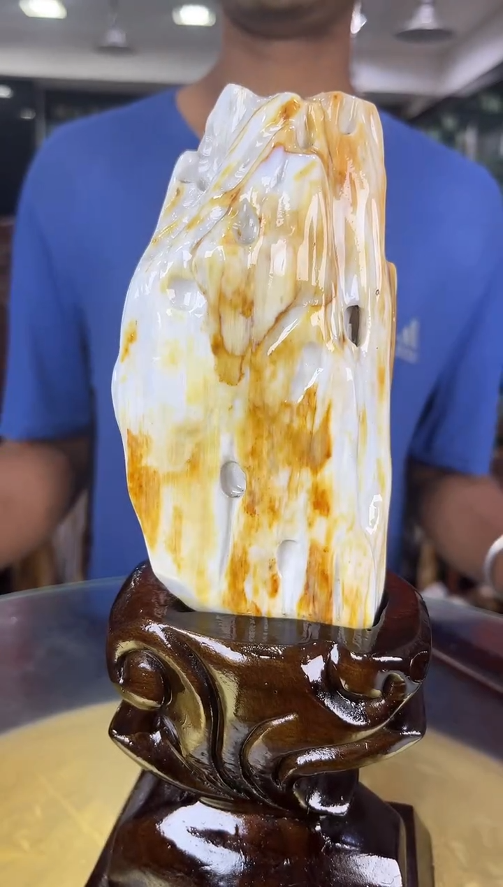 未镶嵌珠宝奇石硅化玉缅甸天然树化玉摆件 