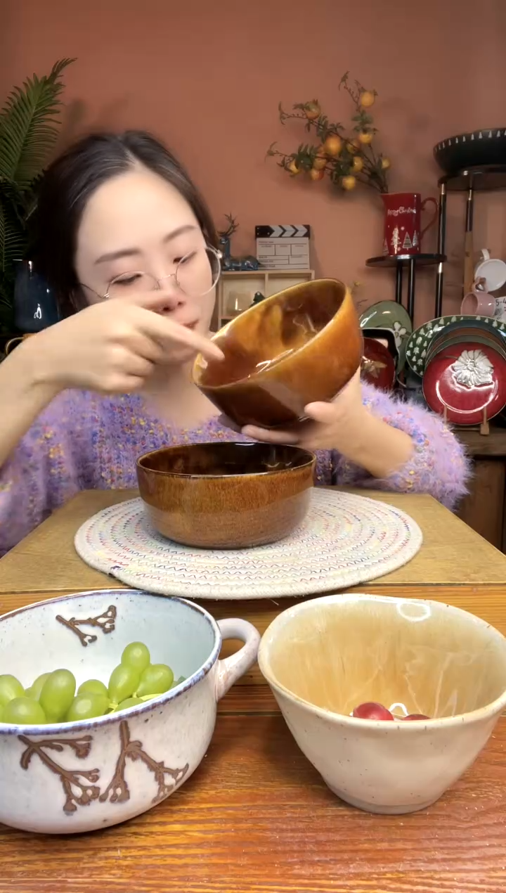 陶瓷6英寸焦糖色饭碗 2件 微瑕