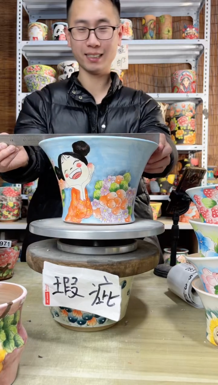【闪购商品】摆件083陶花岛多肉陶瓷花盆罐——微瑕