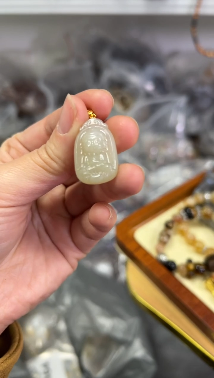 【闪购商品】和田玉颈饰银S925镶嵌和田玉宝宝佛银吊坠[3644]