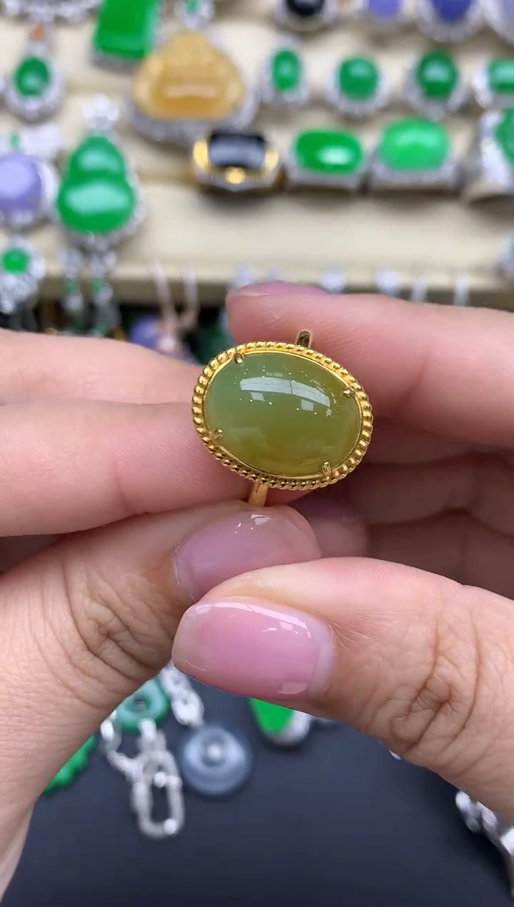【闪购商品】翡翠戒指18K金镶嵌381-中国好珍宝