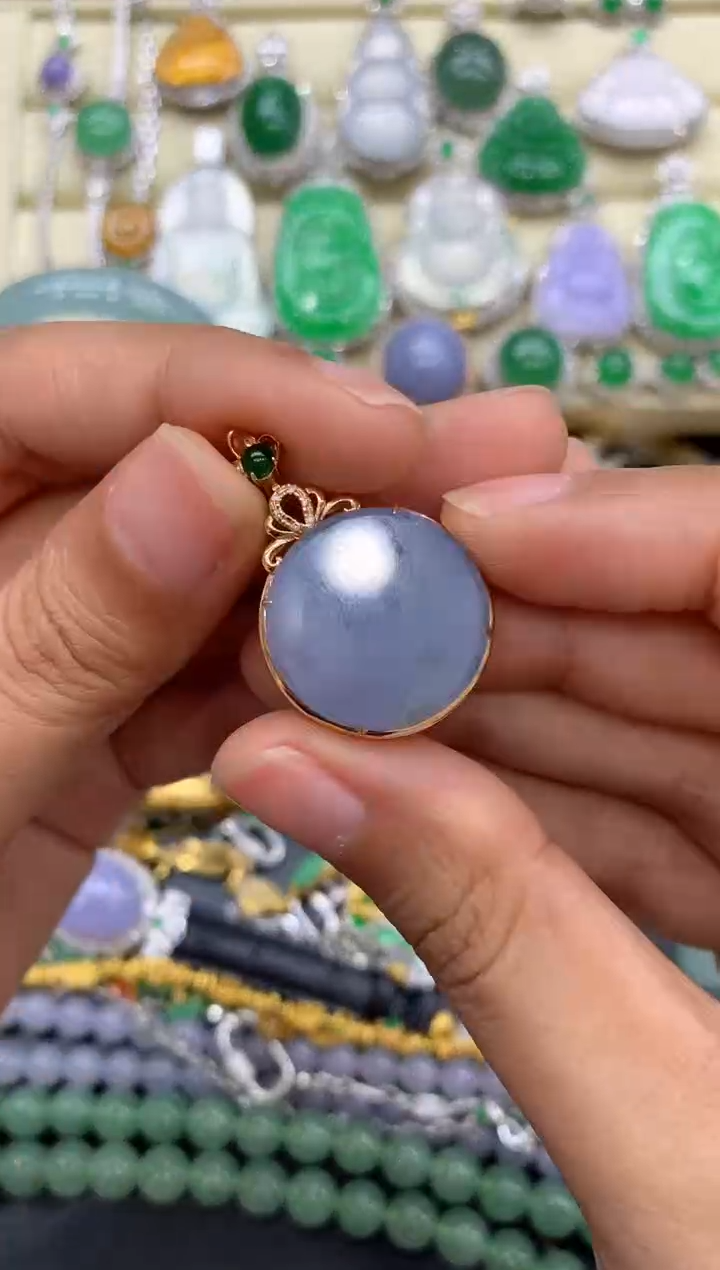 翡翠18K金镶嵌颈饰257-中国好珍宝