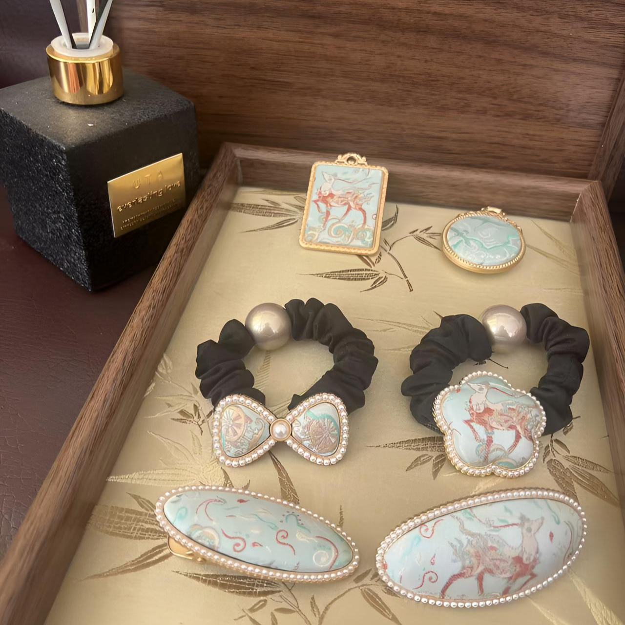 非遗新款宋锦纯手工制作饰品发夹发绳新中式旗袍配饰挂件—DIY