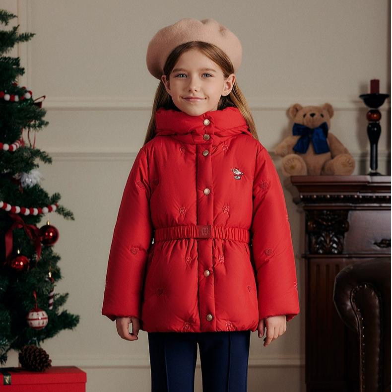 TeenieWeenieKids25年女童可爱纯色连帽拜年服羽绒服TKJD251151A