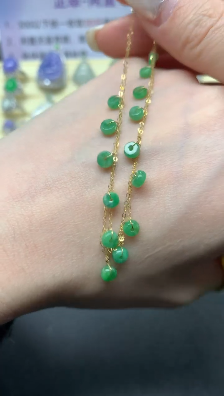 【闪购商品】翡翠手链18K金镶嵌多样性发其一|545+54