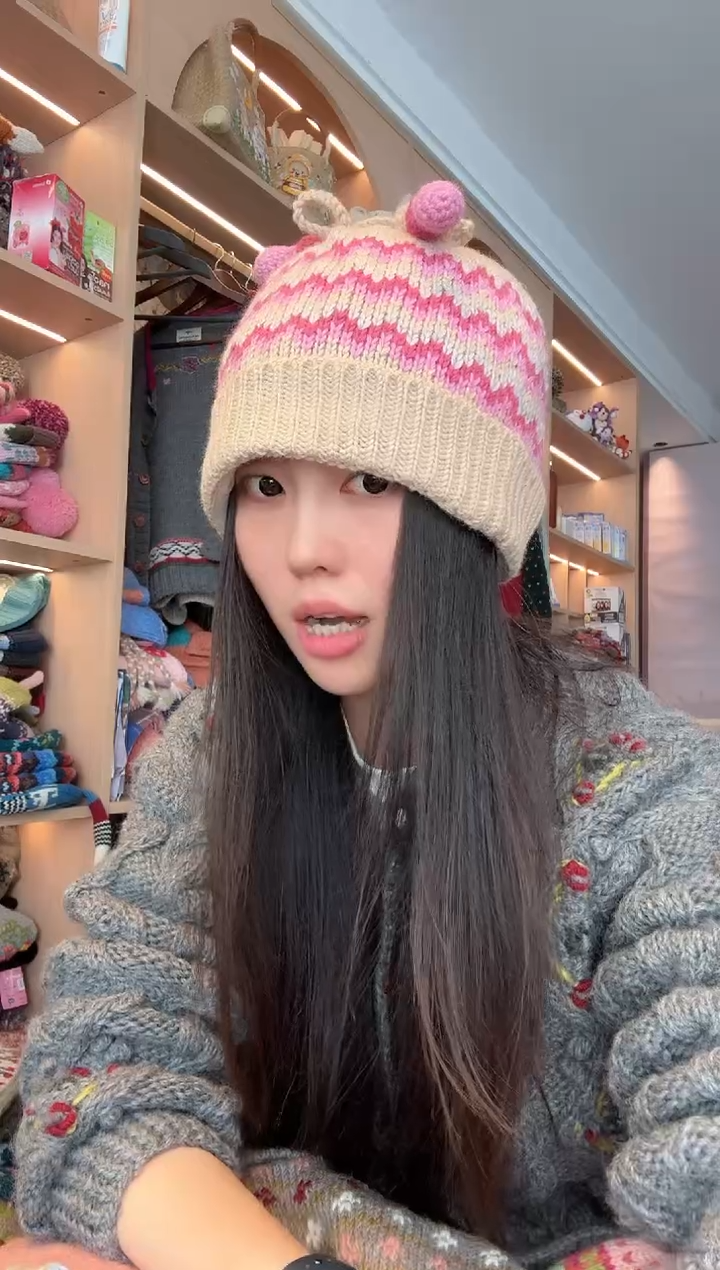 羊毛白粉好事发生羊毛帽