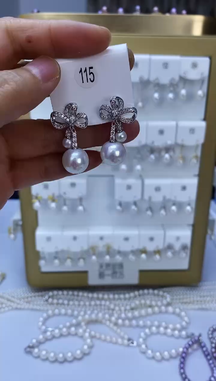 银S925镶嵌耳饰淡水珍珠115