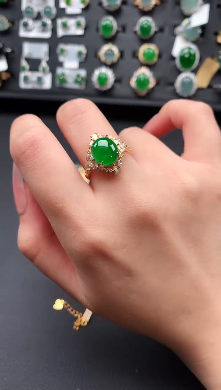 【闪购商品】翡翠戒指银S925镶嵌63414