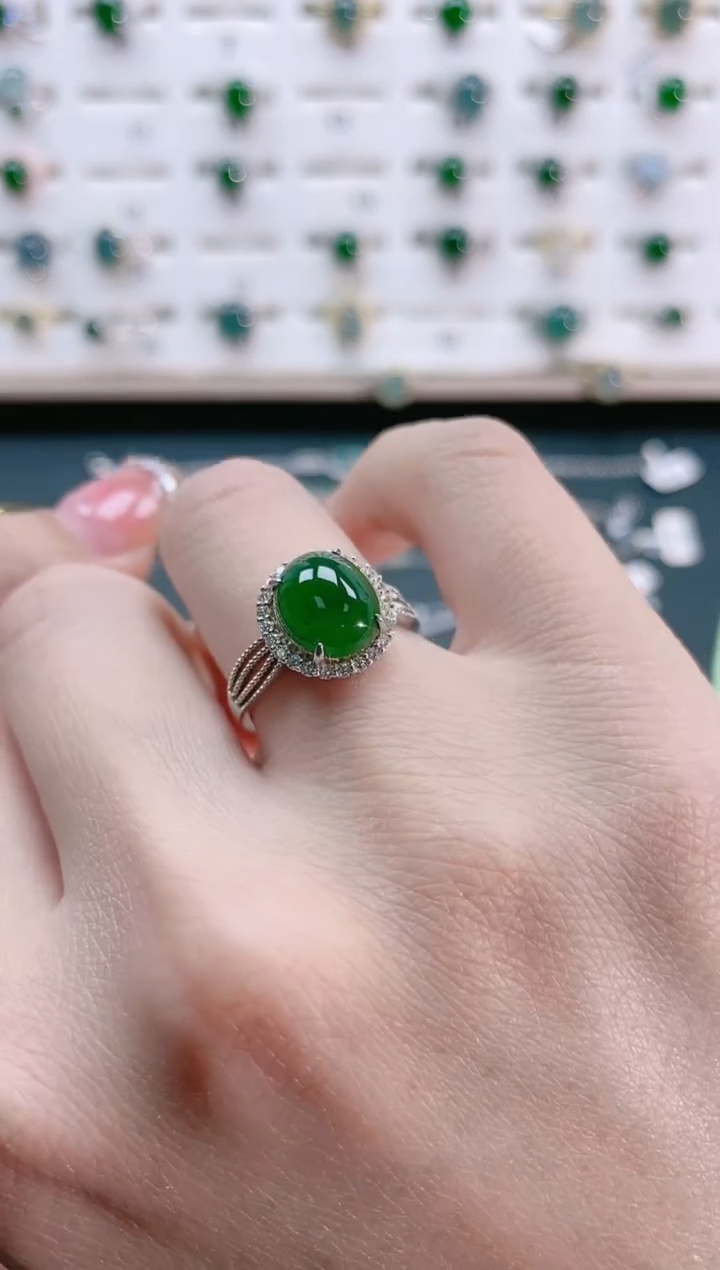 【闪购商品】翡翠戒指银S925镶嵌天然翡翠