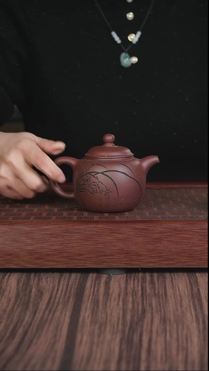 【闪购商品】紫砂茶壶lw  紫泥 刻绘 匏尊