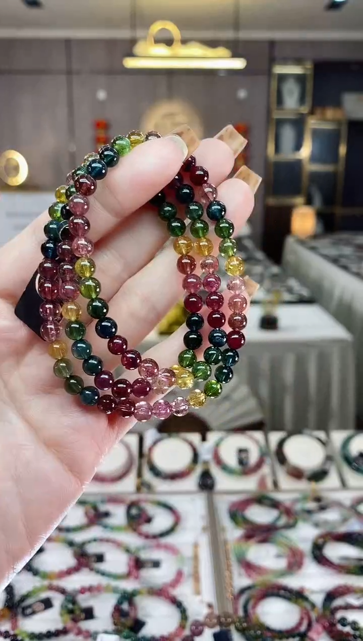 【闪购商品】碧玺三圈手串5mm+未镶嵌一物一证dan