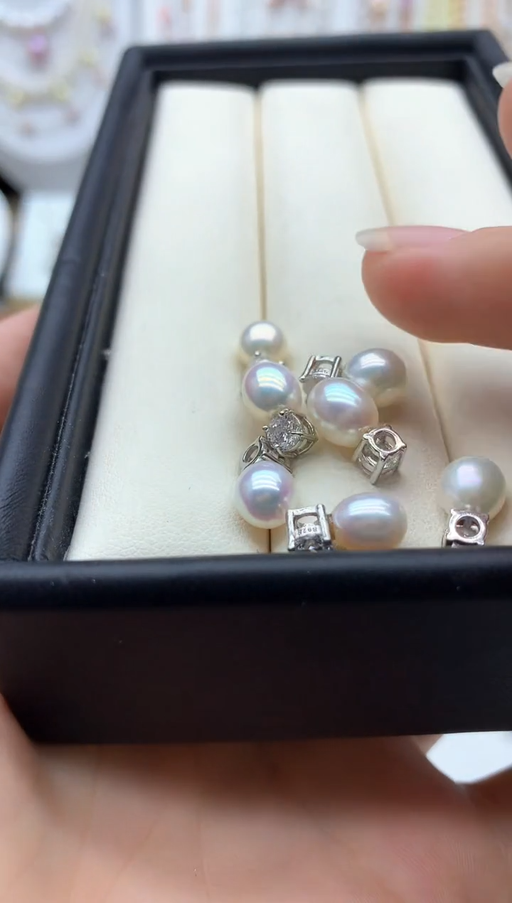 淡水珍珠银S925镶嵌吊坠(不含链)多样性发其一6mm