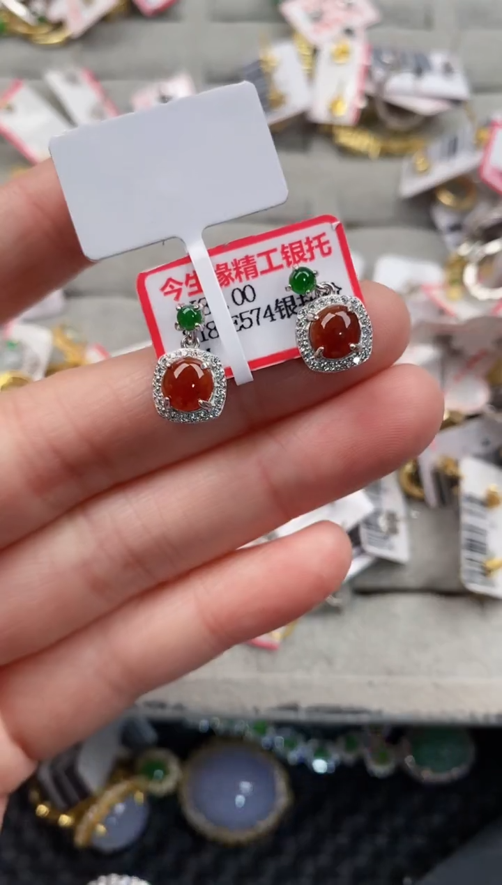 银S925镶嵌戒指翡翠444               7